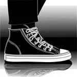 black high-top canvas sneakers with white laces image